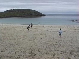Frisbee fun on the beautiful Achmelvich Beach, just a short walk from Achmelvich Youth Hostel